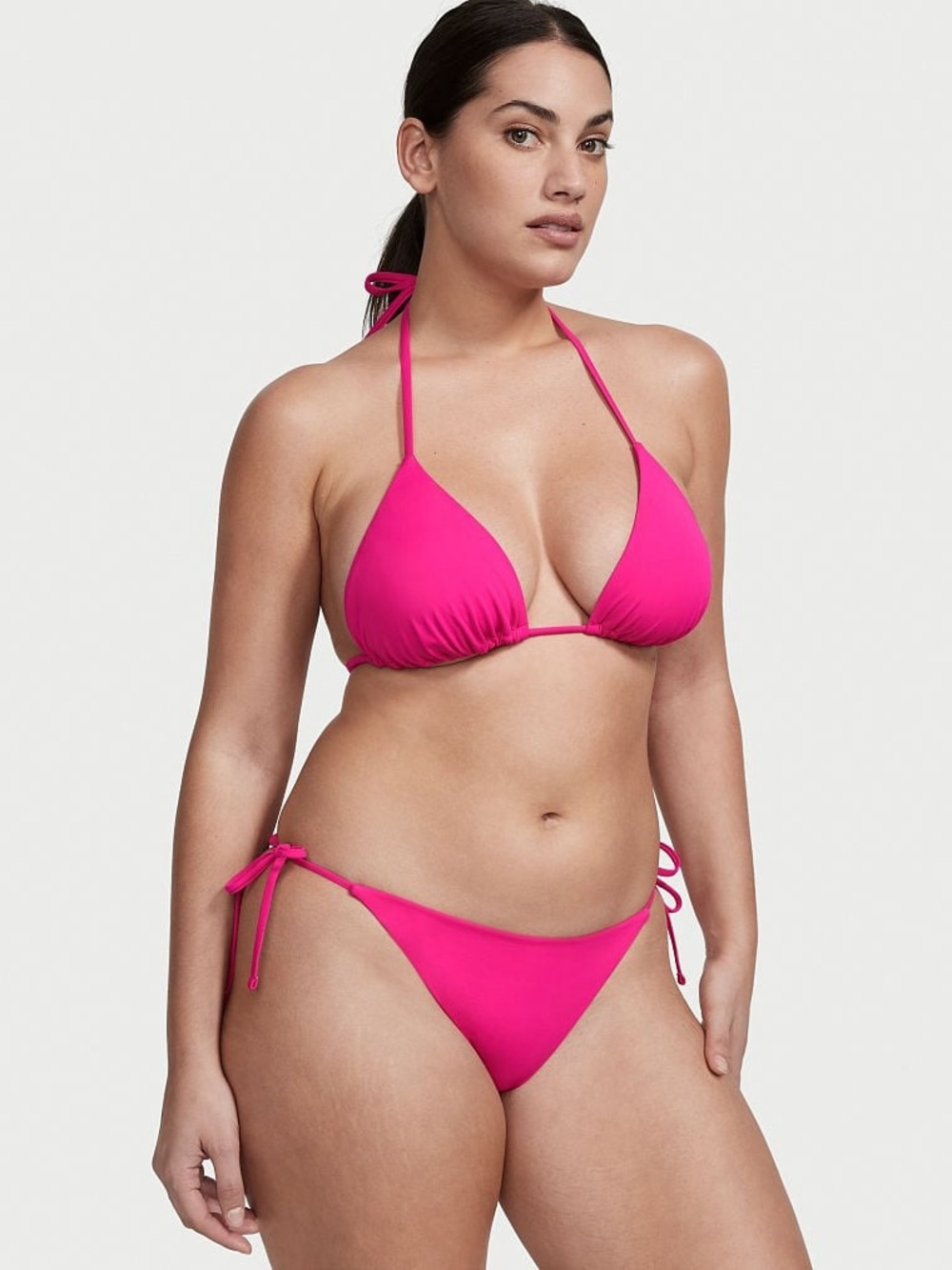 Victoria’s Secret Pink String Bikini Set Size M Triangle Top Tie Side Bottoms